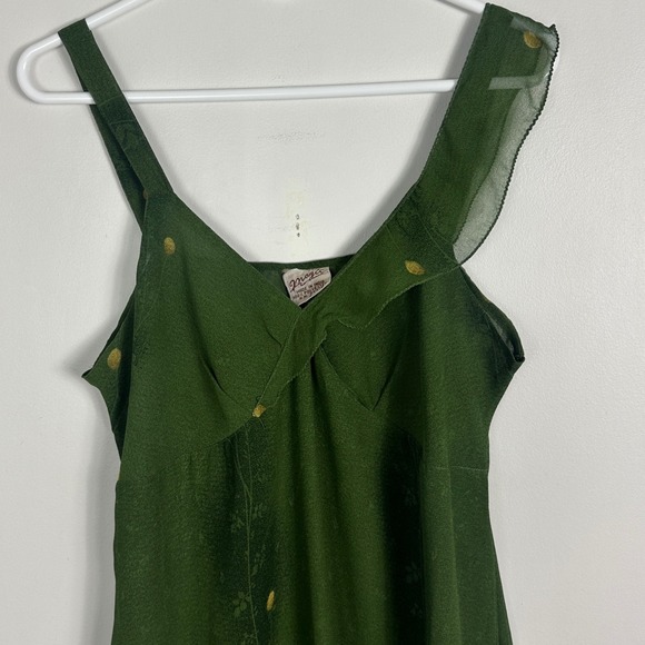 Vintage Magic Green Floral Ruffle Maxi Dress Babydoll Y2K Womens Size Large Boho - Picture 12 of 16